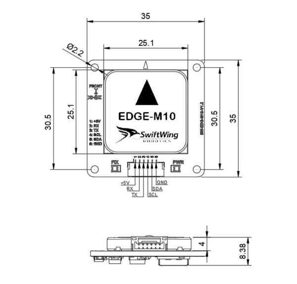 SwiftWing EDGE-M10 GNSS & Compass Module | u-blox MAX-M10S GPS + LIS3MDL Magnetometer