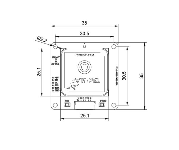 swiftwing-wdge-m9n-gnss-compass-dimensions SwiftWing EDGE-M9N GNSS & Compass Module | NEO-M9N, Taoglas Antenna, External LNA & SAW Filter